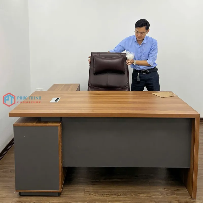 Bàn giám đốc hiện đại bằng gỗ Mdf phủ melamine thực tế