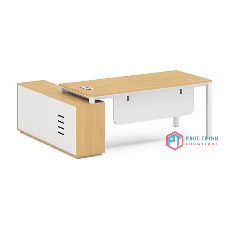 Bàn giám đốc màu gỗ sáng phối trắng BGDPT 51