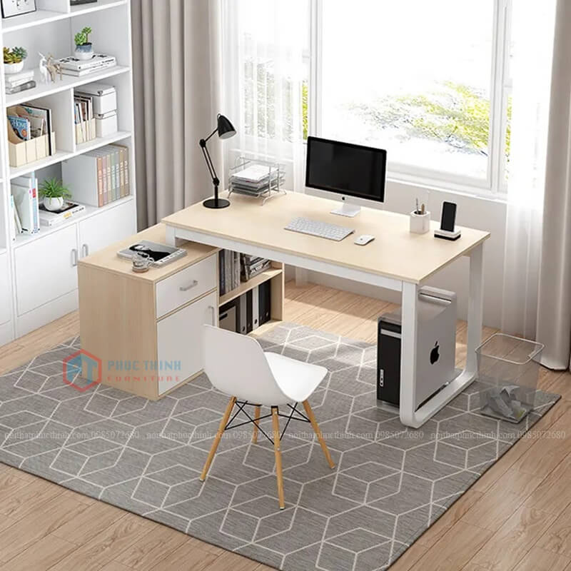 Bàn làm việc chân sắt liền tủ BLVPT 10