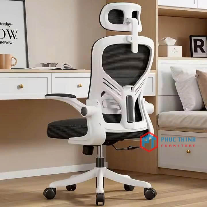 Ghế công thái học trắng - đen XPT10