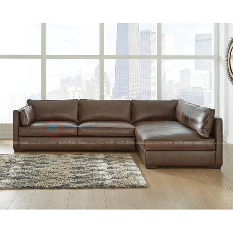Sofa da góc L chân bệt SFPT 08