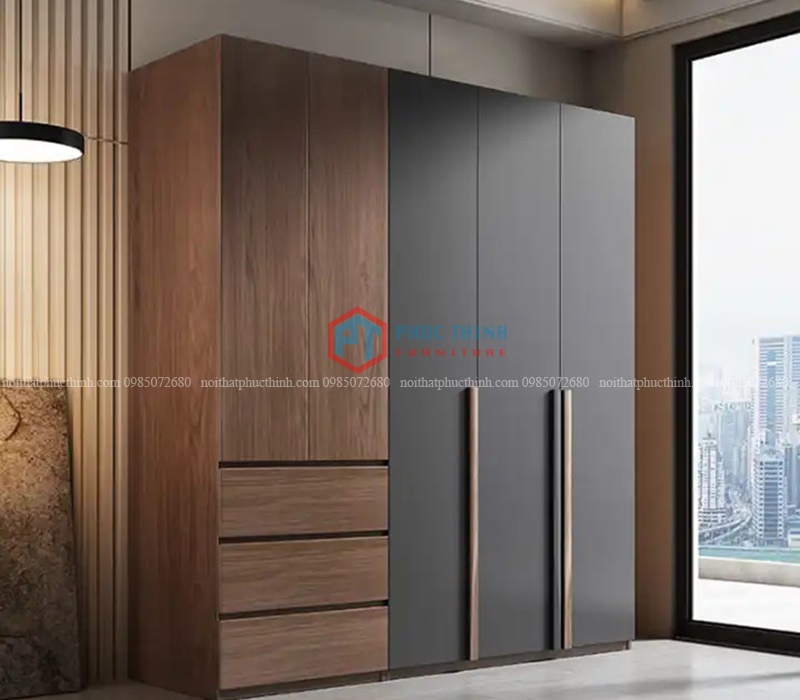 Tủ quần áo cánh mở có ngăn kéo TAPT 14