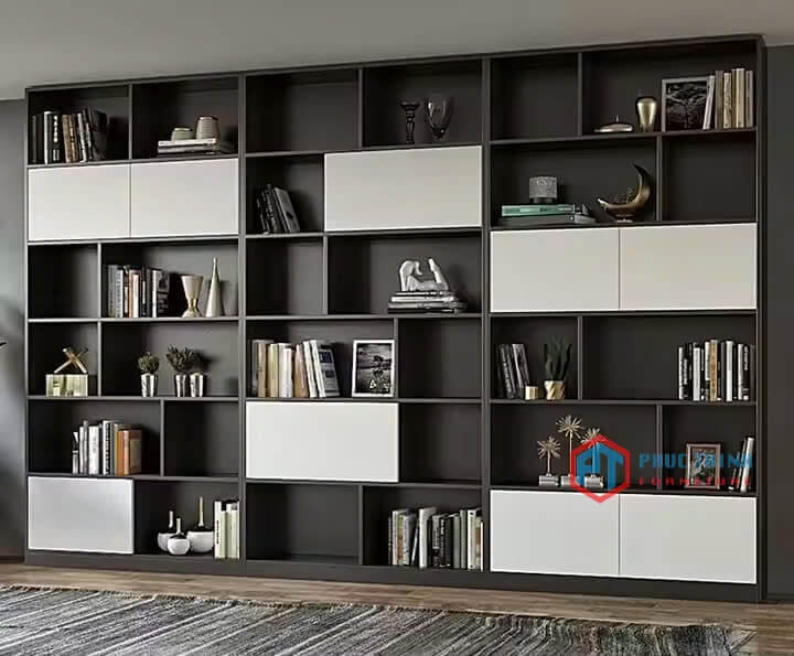 Tủ hồ sơ văn phòng phối trắng đen THSPT 51