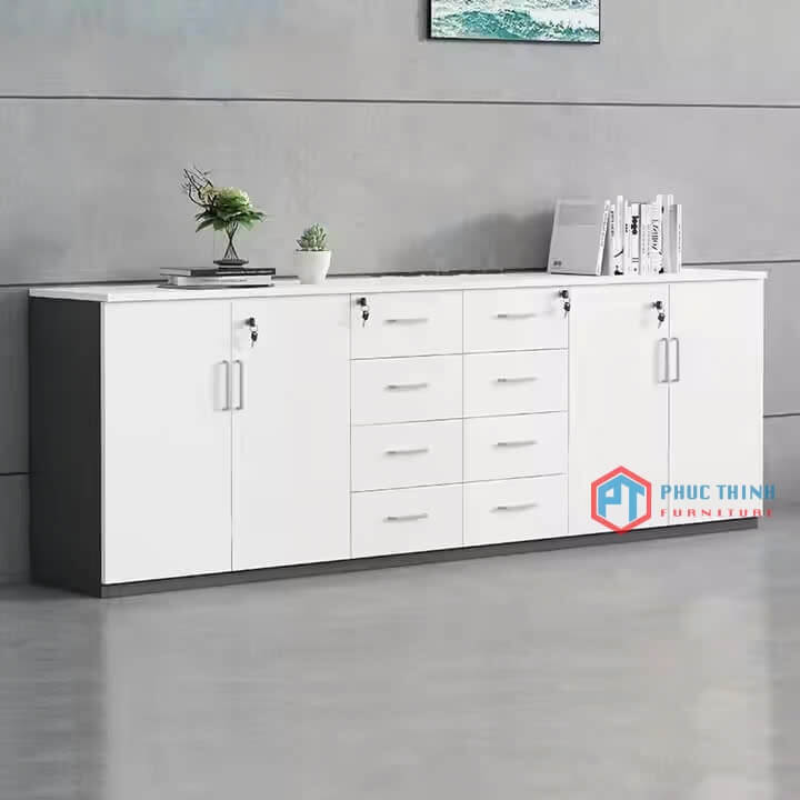Tủ tài liệu thấp gỗ công nghiệp trắng TTLPT 21