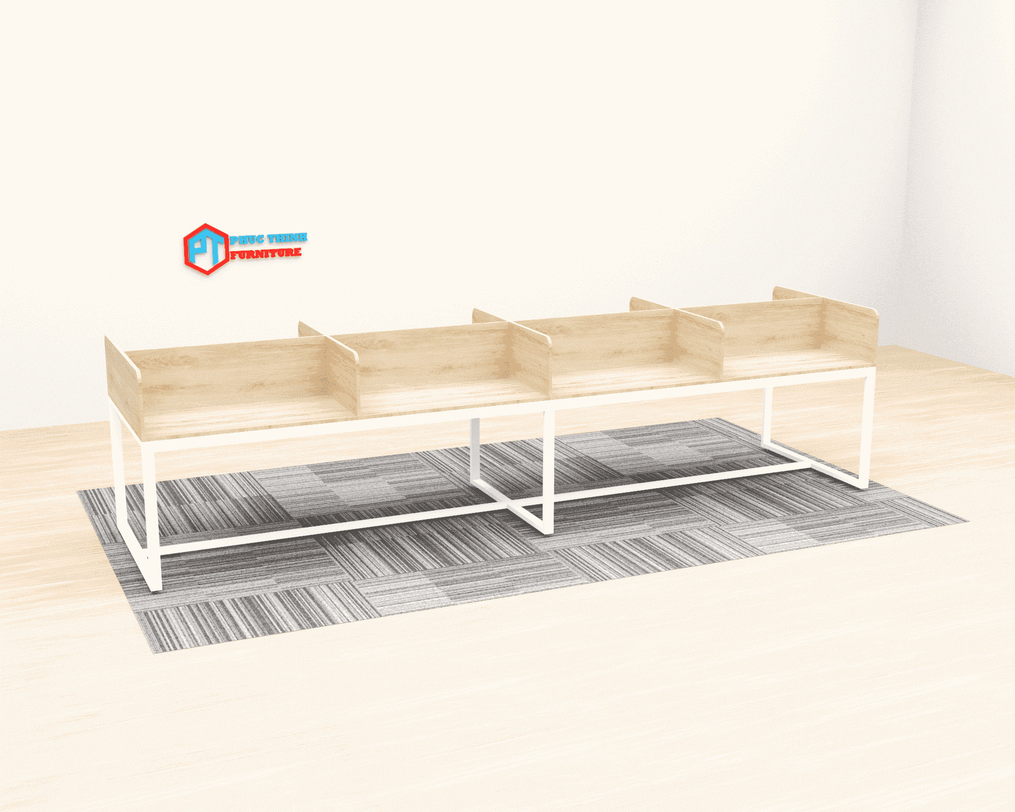 Bàn làm việc chân sắt có vách ngăn CUMPT 02