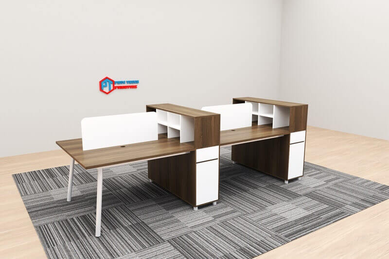Cụm bàn làm việc 4 người liền hộc tủ CUMPT 06