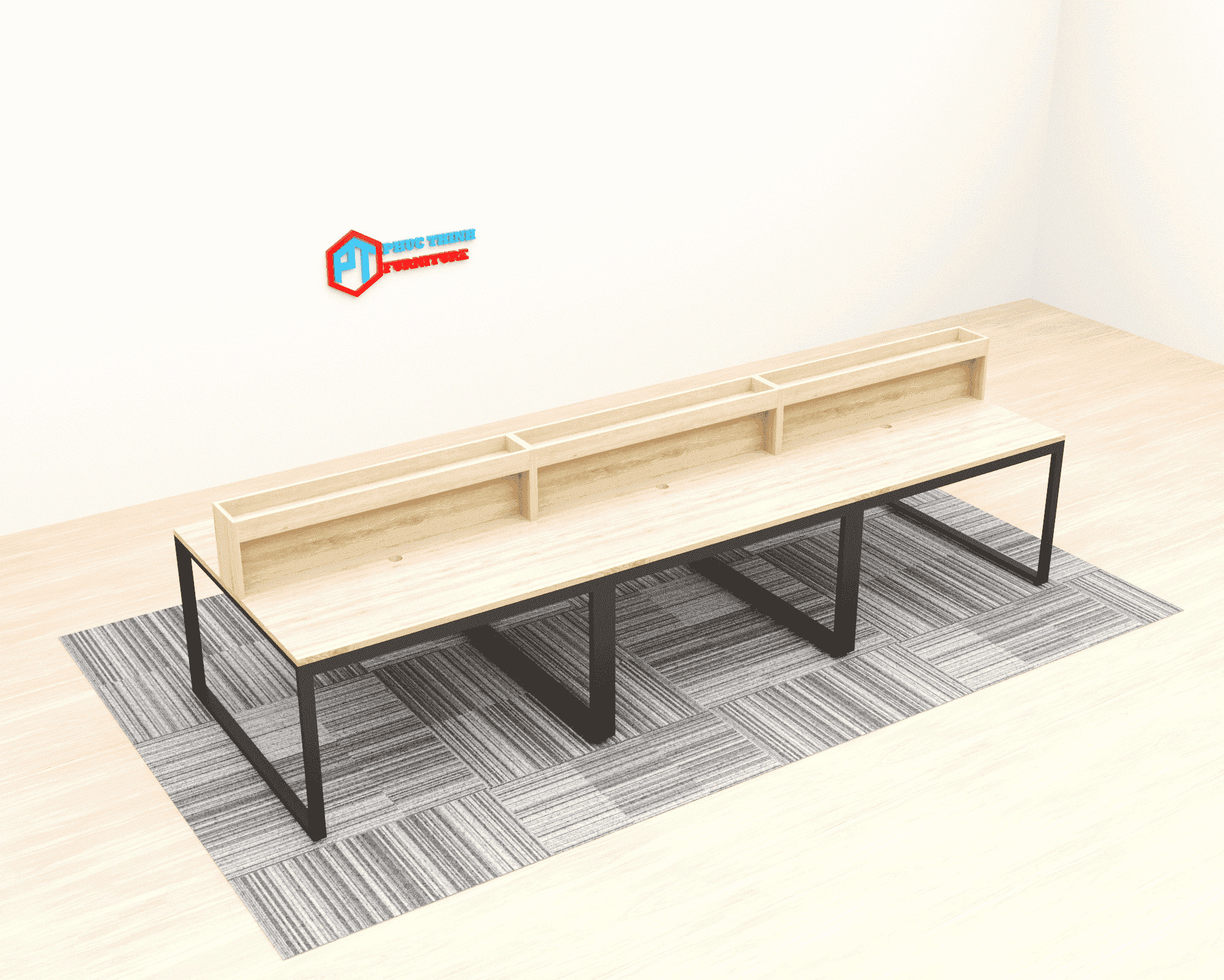 Cụm bàn làm việc 6 người có máng cây CUMPT 01