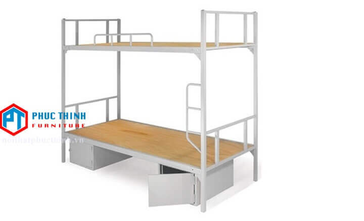 Giường tầng sắt có hộc tủ